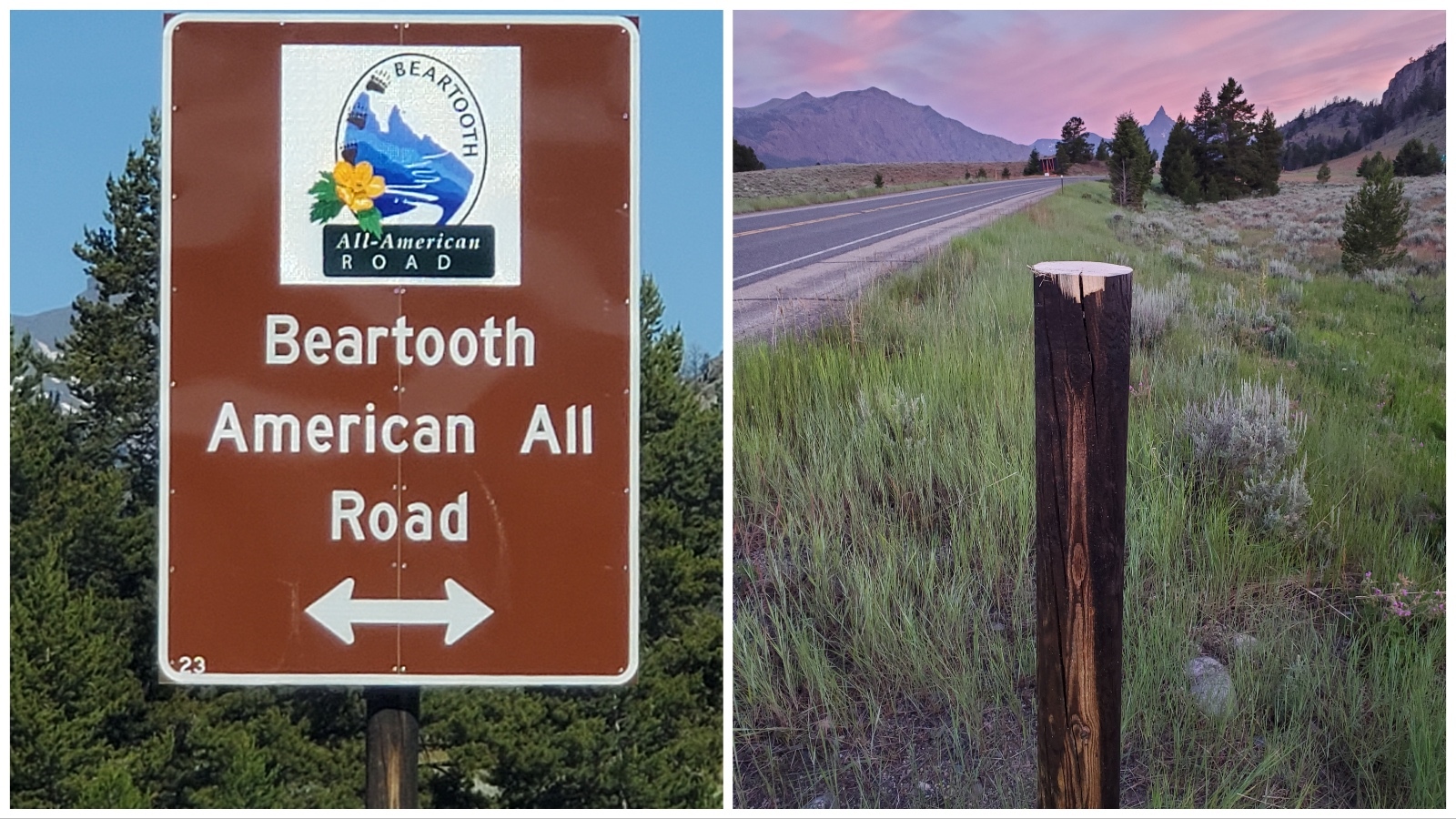 All that's left of the wrong sign along the Beartooth Highway is a sawed-off post. When WYDOT arrived to fix the misprinted sign, all that was left was the stump of a post because someone had stolen it.