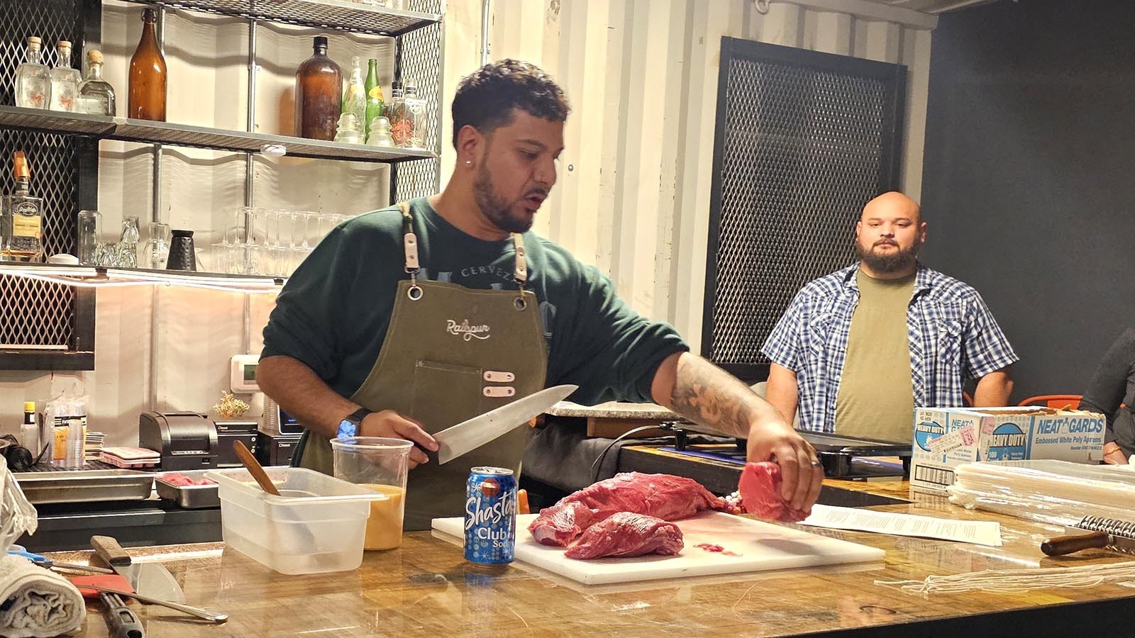 Chef Juan Coronado, co-owner of Railspur, demonstrates how to prepare beef tenderloin to make the classic holiday dish, beef Wellington.