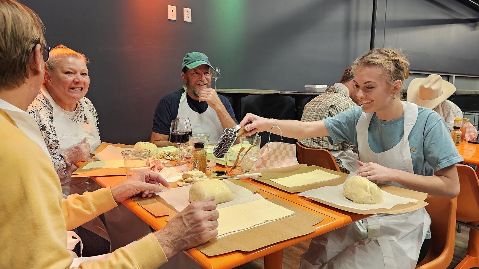 Savannah Van Houten grabs the pie lattice cutter to turn her puff pastry into a perfect lattice for her beef Wellington.