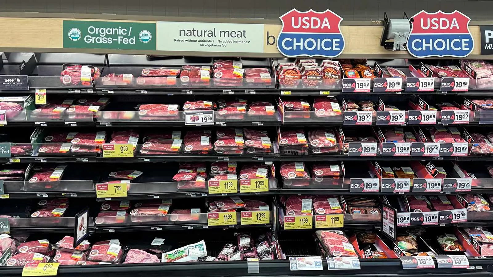 Drought and consumer demand are pushing beef to record high prices, leaving Wyoming ranchers praying for rain even if Americans are willing to pay more. "It will rain — eventually," says Laramie County rancher Mark Eisele. Above, beef prices at a Cheyenne grocery store on Wednesday, June 17, 2026.