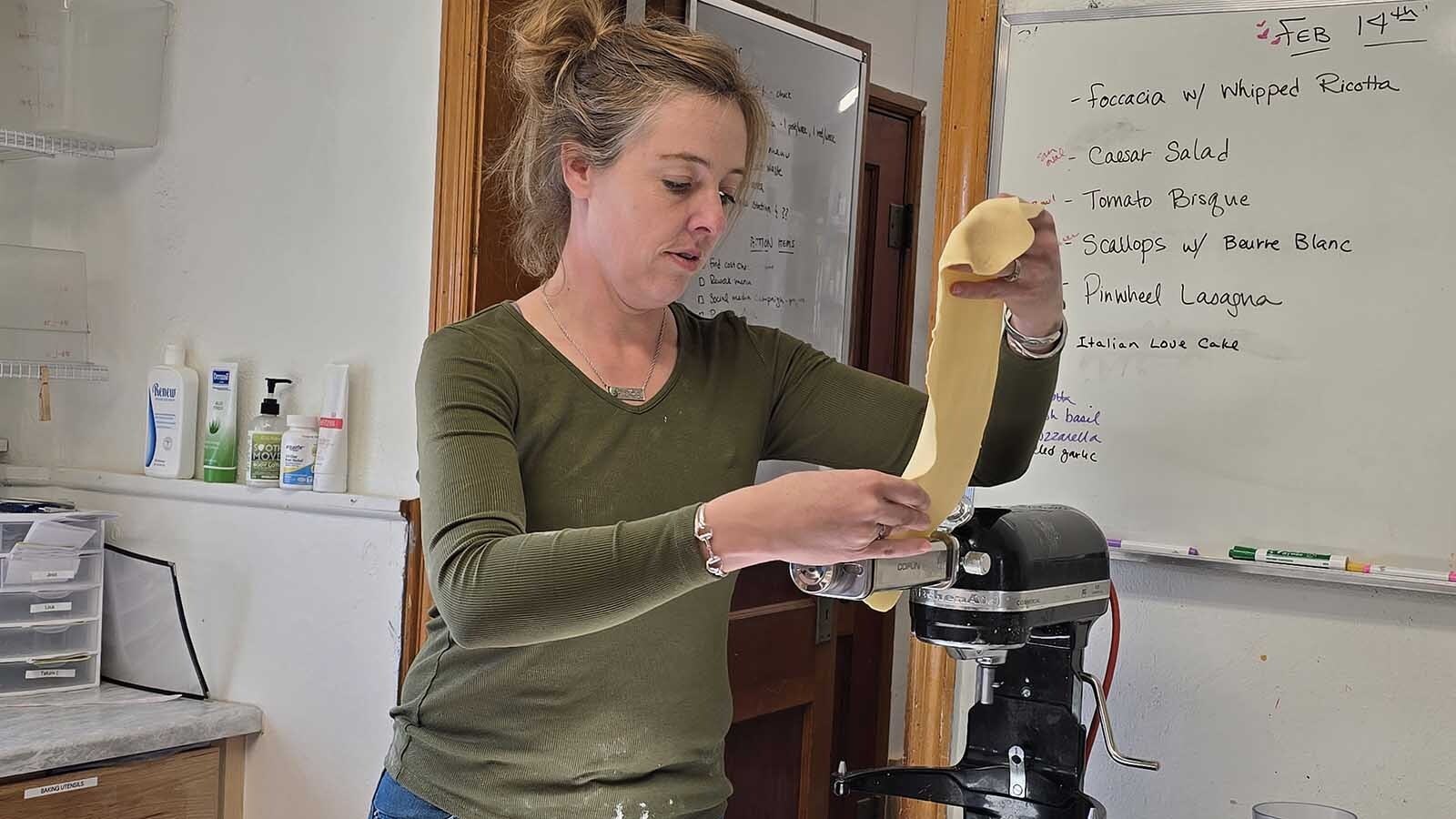 Jill Winger makes pasta noodles for an upcoming Supper Club night at the Chugwater Soda Fountain, which is Wyoming's longest continuously operating soda fountain.