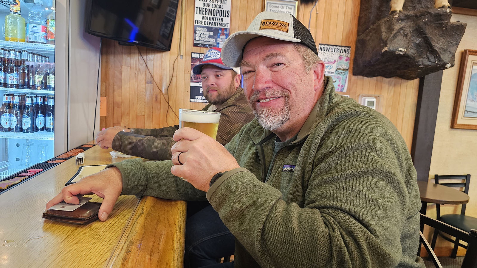 Paul Dey, official and certified beer judge, enjoying a Jeremiah Johnson Brewing Co. beer at The Safari Club restaurant in Thermopolis.