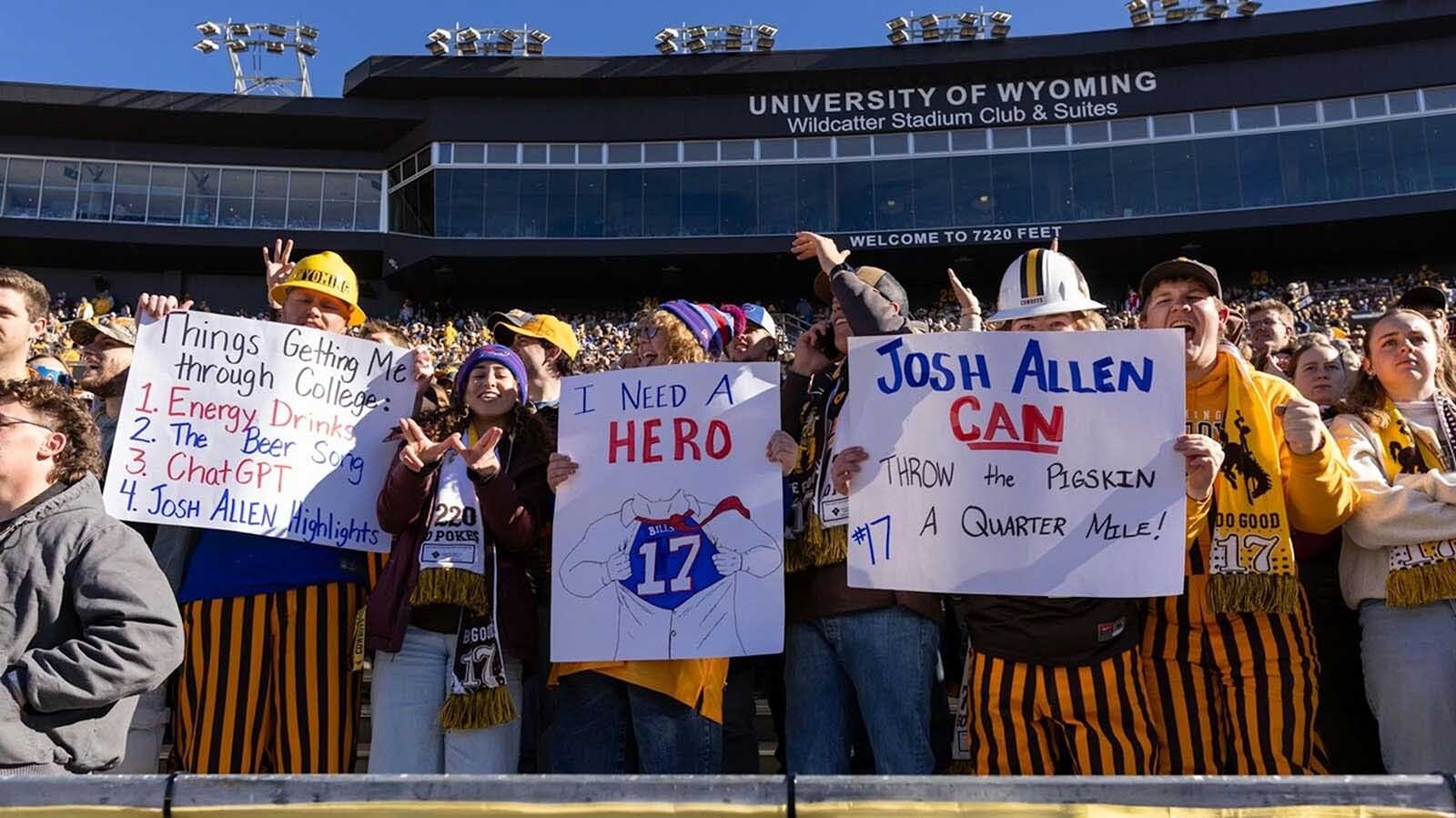 From left, Caden and Cambria Sweep, Addey Sweep and Jaxon Sweep at War Memorial Stadium the day Josh Allen's number was retired. It was full of good times with family and fellow fans that would reverberate over social media and land Jaxon on the Kelce brothers’ podcast.