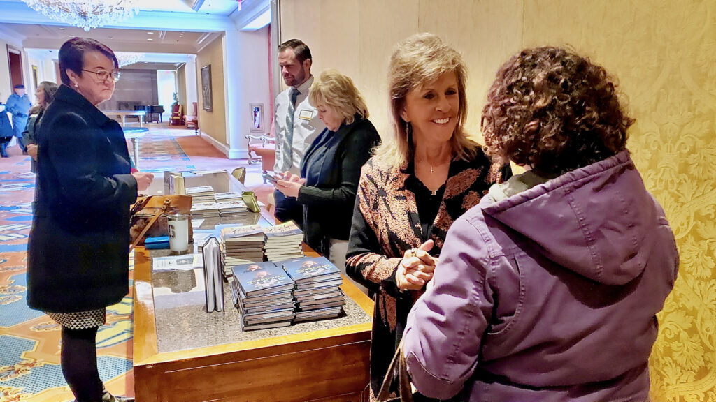 Beiler talks with Kirsten Anderson after the Wyoming Governors 70th Prayer Breakfast 1024x576 1