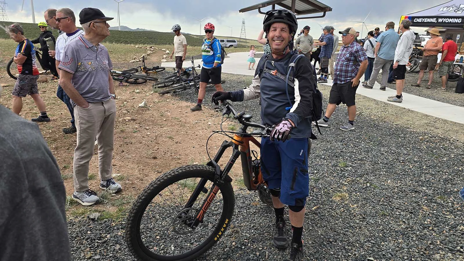 John Merwin was among bikers who showed up to break the trails in properly, the minute all the speeches were done.