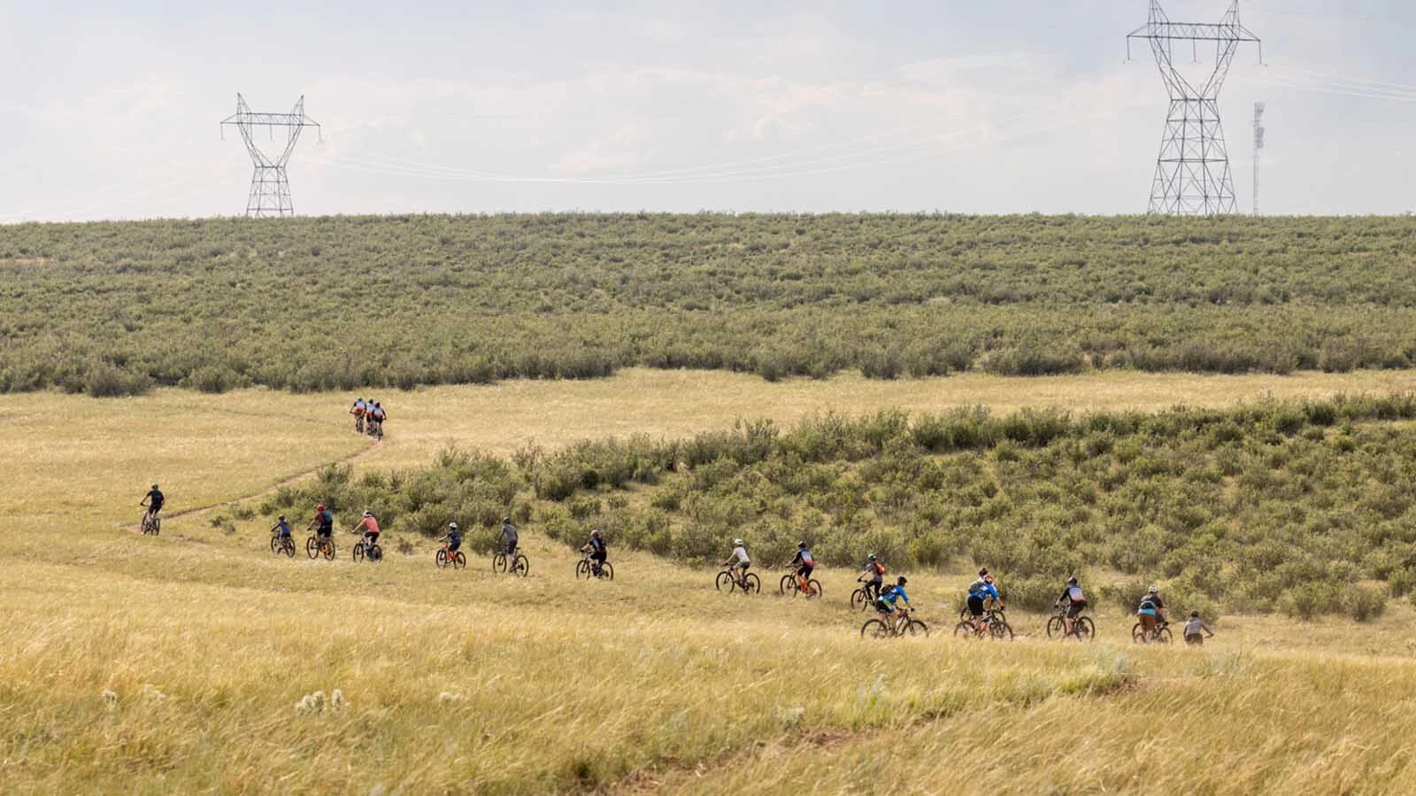Mountain bikers break in the 13 miles of new trails Wednesday, July 1, 2026, as the Belvoir Ranch west of Cheyenne was opened to the public for the first time.