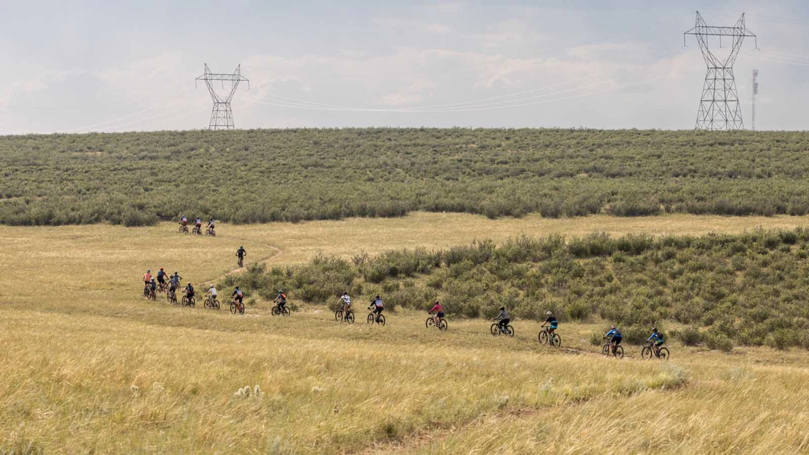 Mountain bikers break in the 13 miles of new trails Wednesday, July 1, 2026, as the Belvoir Ranch west of Cheyenne was opened to the public for the first time.