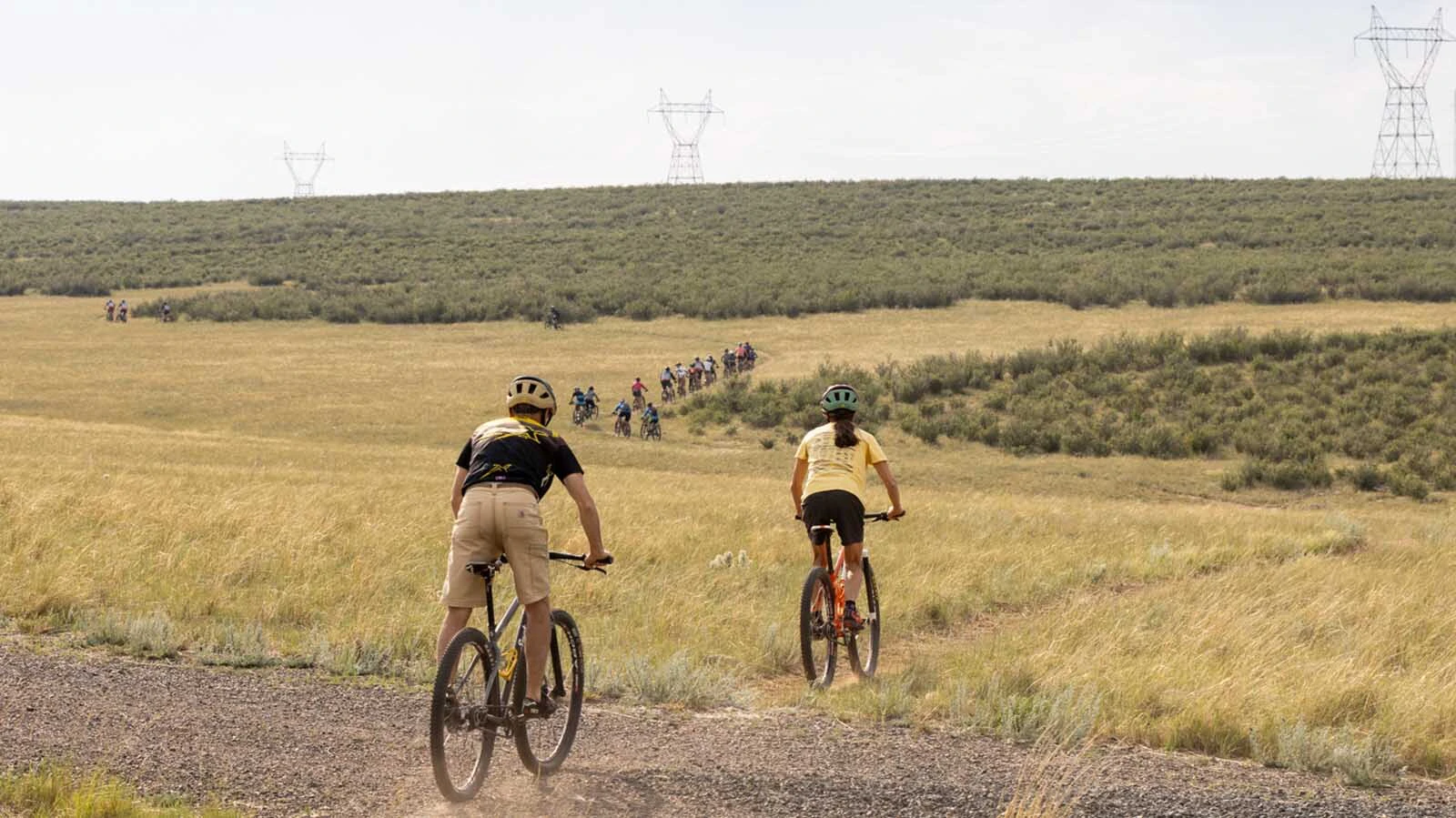 Mountain bikers break in the 13 miles of new trails Wednesday, July 1, 2026, as the Belvoir Ranch west of Cheyenne was opened to the public for the first time.