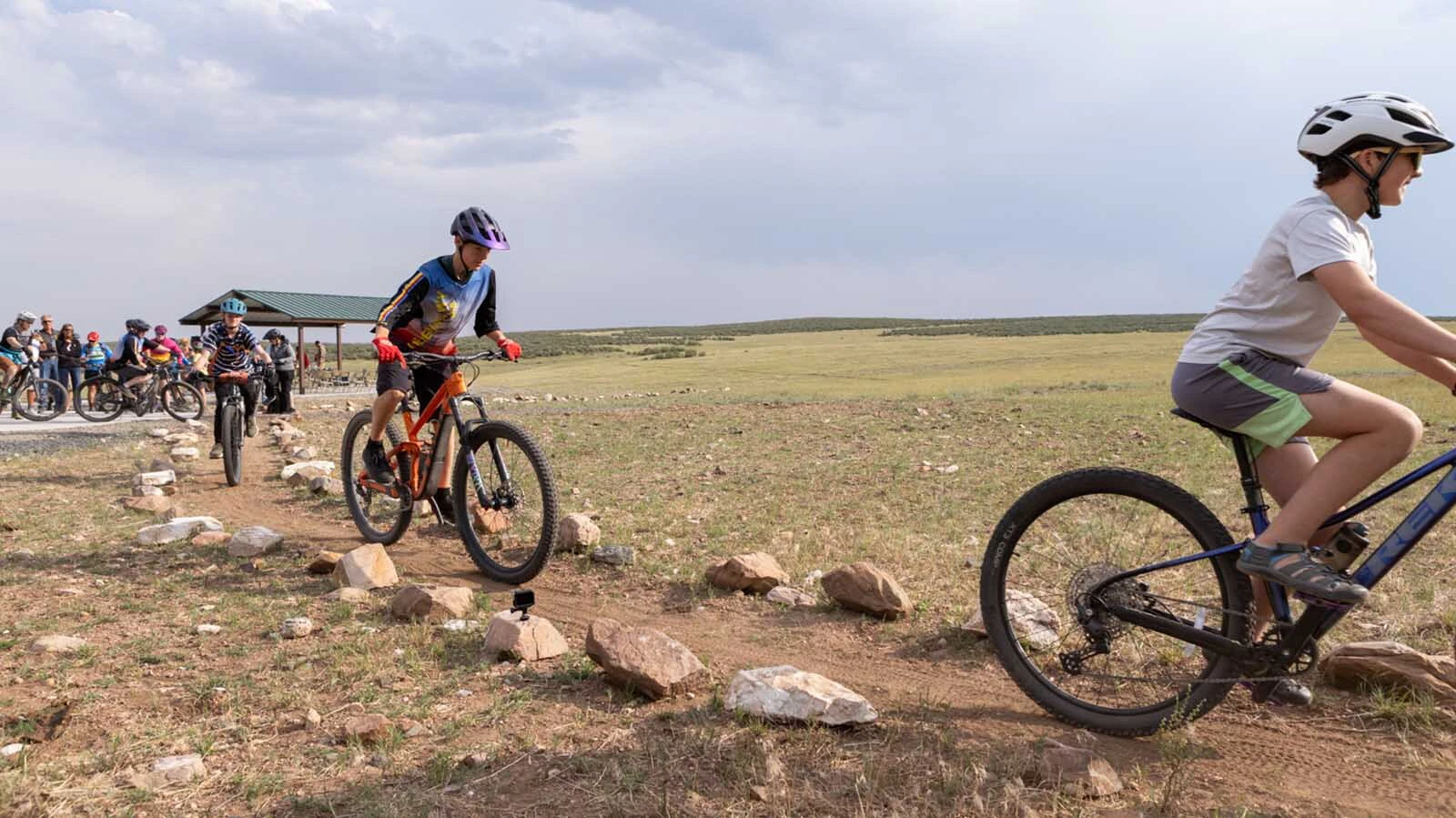 Mountain bikers break in the 13 miles of new trails Wednesday, July 1, 2026, as the Belvoir Ranch west of Cheyenne was opened to the public for the first time.