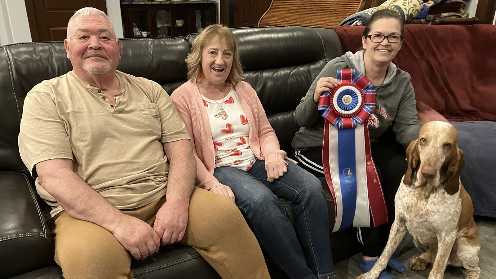 Douglas friends and Bracco Italiano dog breeders Paul and Mary Reed, left, Jenni Nieft and Rowan were excited about Rowan’s heading to Westminster earlier this month.