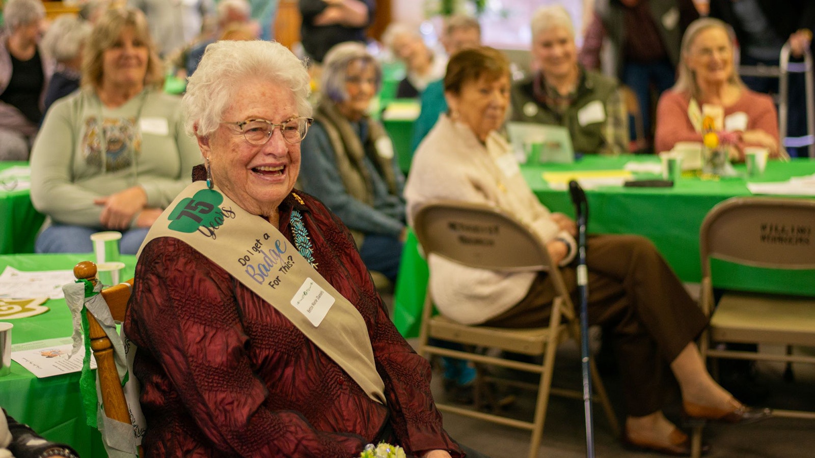 Bettie Marie Daniels enjoys the celebration honoring her lifetime commitment to Girl Scouts. Daniels was recognized for 75 years of dedicated service to the organization recently at the Etoquinnow Girl Scout House in Cody.