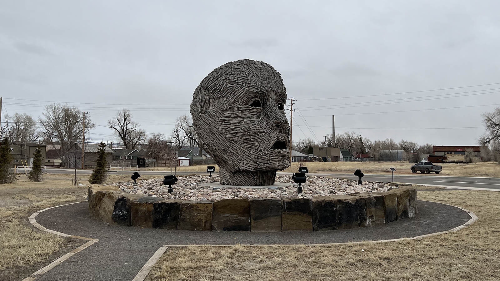 The “Exhaling Dissolution” sculpture at the intersection of Clark Street and Snowy Range Road in Laramie is scheduled to soon be rotated out for another public art display. Locals have taken to calling it “the Joe Biden head” because many think it bears a resemblance to the current U.S. President.