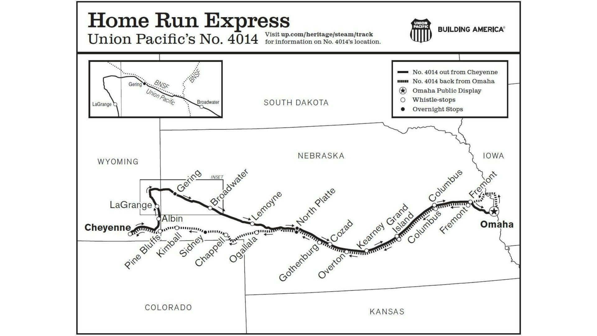 Big Boy 4014's Home Run Express Tour route.
