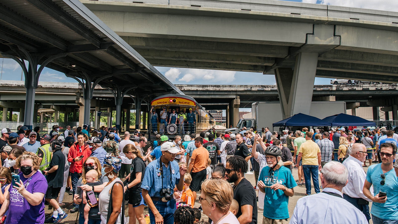 A huge crowd turned out to see Big Boy 4014 when it pulled into the station in Houston, Texas, in summer 2021.