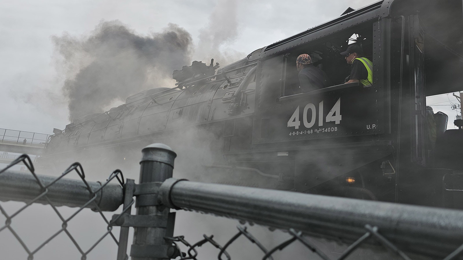 Big Boy takes off in a cloud of diesel-laced steam.