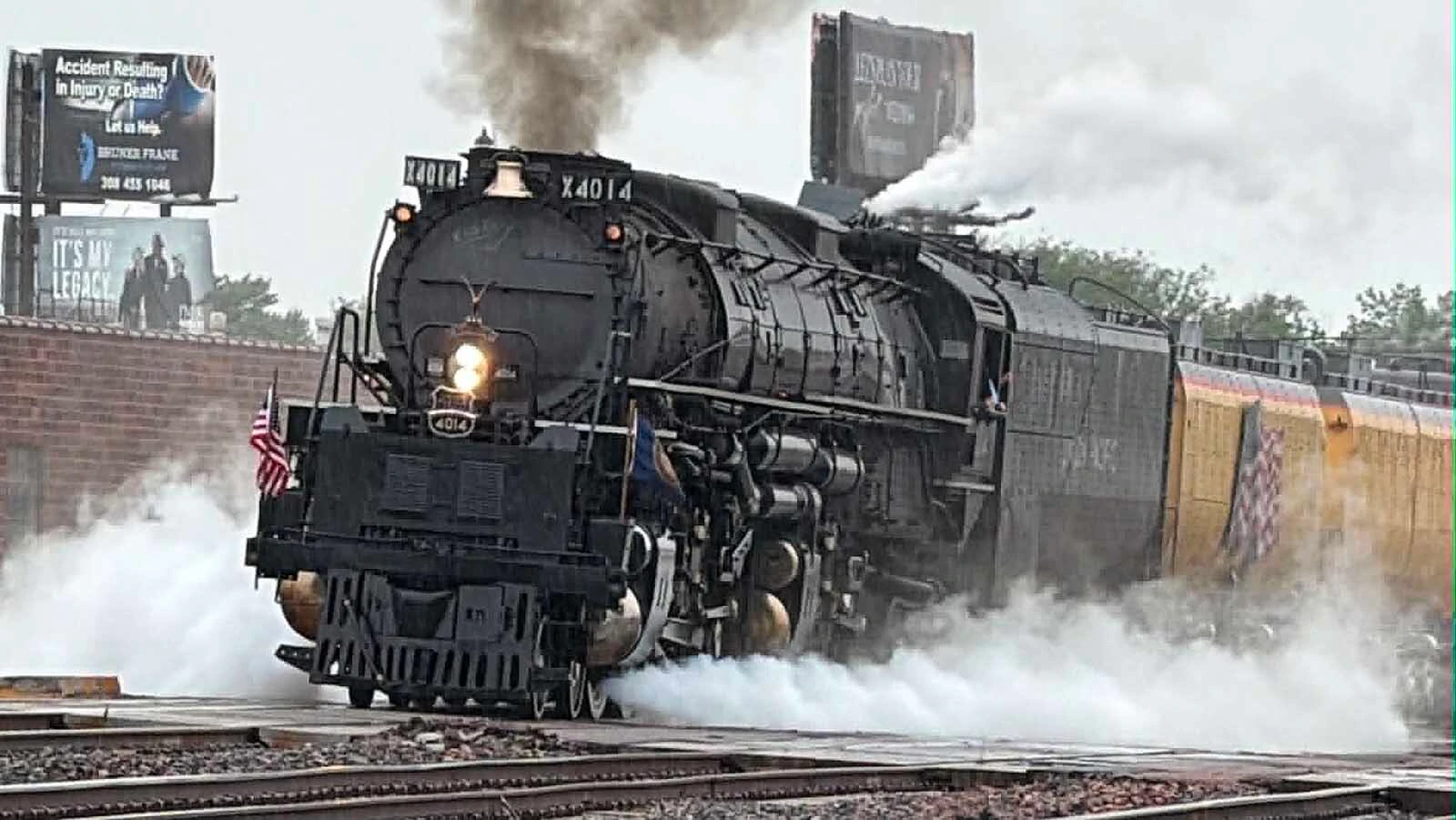 Big Boy 4014 at the railroad station in Kearney, Nebraska, on Thursday, May 28, 2026, during a whistle-stop on its corss-country tour.