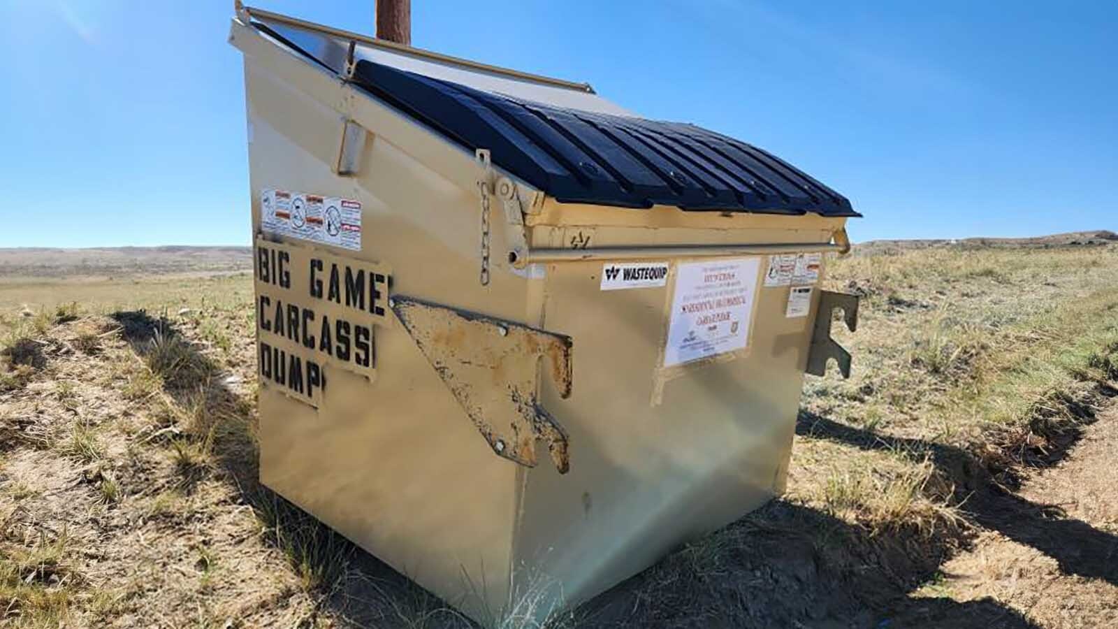 The Wyoming Game and Fish Department has set up dumpsters in several locations in the Sheridan-Buffalo area, where hunters can dump big game carcasses.
