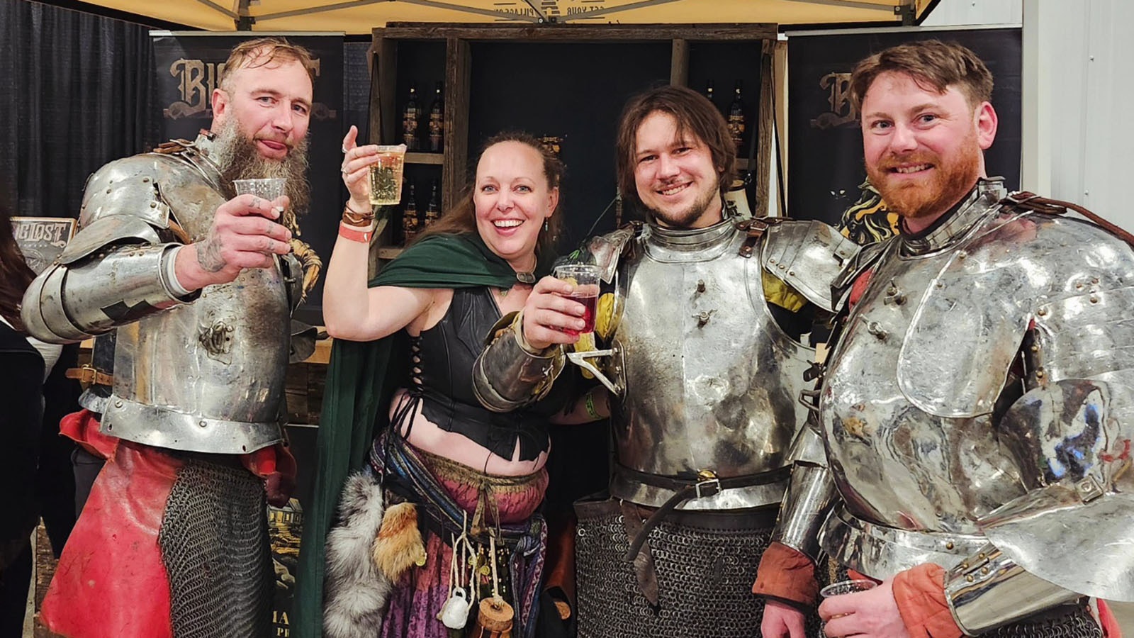 The Knights of Valor unwind at Big Lost Meadery after a long day on the field of battle.