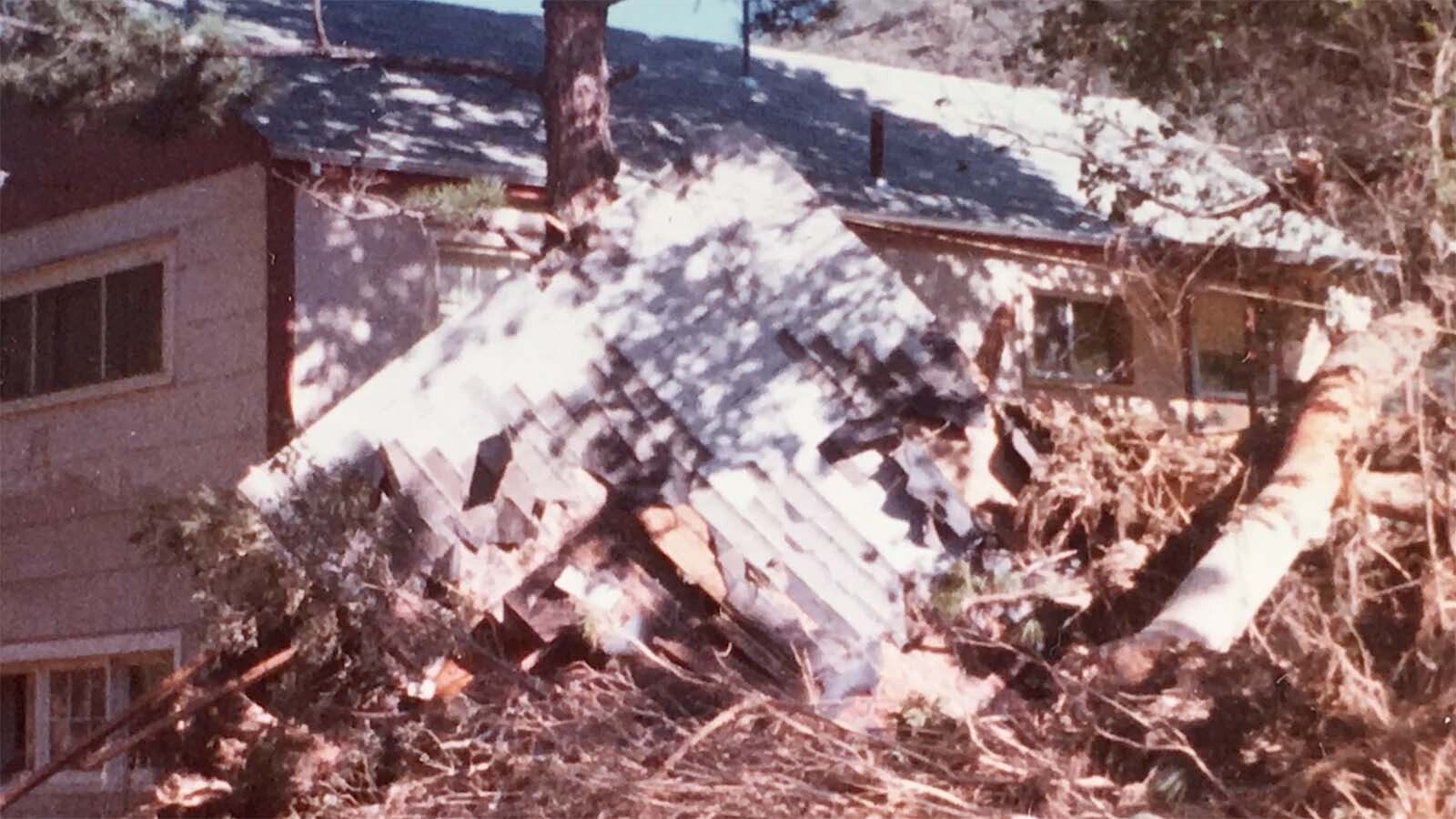 A screenshot from a Rocky Mountain PBS documentary on the flood shows its destructive impact.
