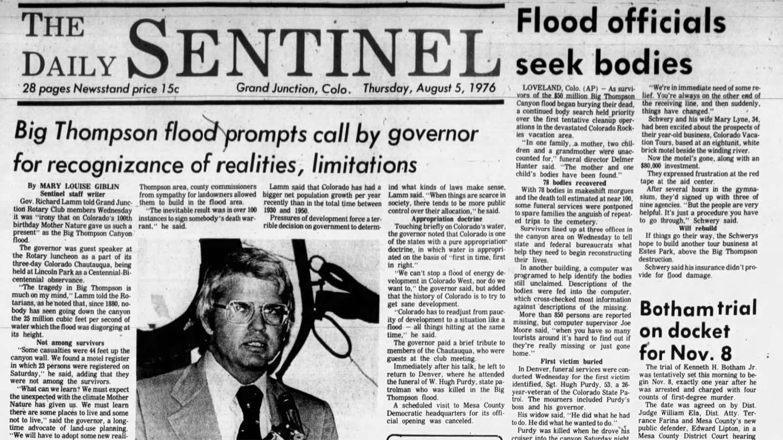 The Daily Sentinel in Grand Junction, Colorado, was one of several newspapers across Colorado and the nation who made the Big Thompson Flood front-page news.