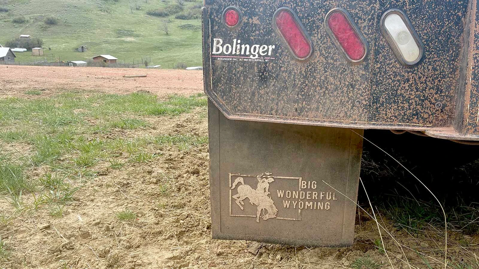 Pepper Fipps, the Cow Boss at the Rafter Star Ranch near Sheridan, uses only “Big Wonderful Wyoming” mud flaps on the ranch flatbeds and big rigs. He’s having trouble finding replacements.