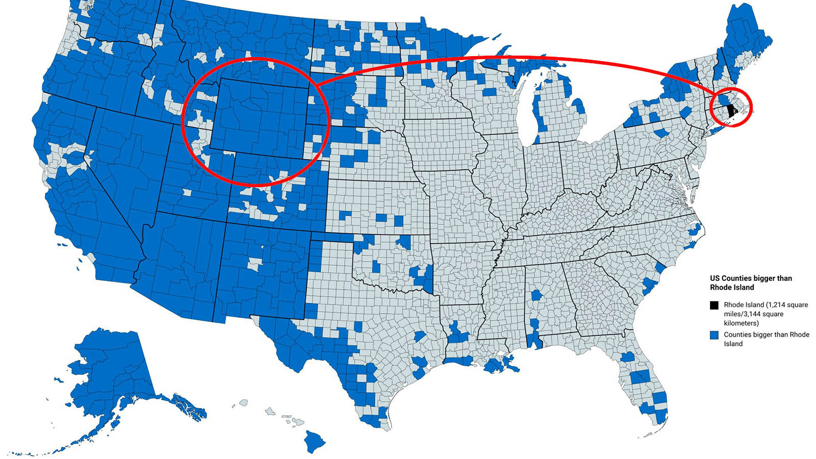 Does Size Matter? Every County In Wyoming Is Bigger Than Rhode Island