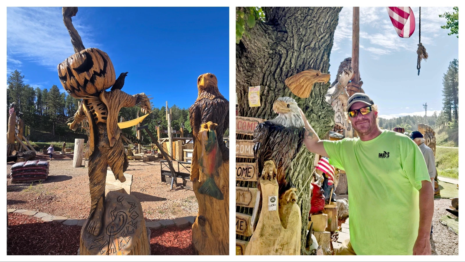 While the 23-foot world’s biggest bigfoot draws people to Dahl’s Chainsaw Art on the outskirts of Keystone, South Dakota, there’s a lot more unique creatures and creations to see. Brian Gibbons, right, manages the Keystone, South Dakota, property
