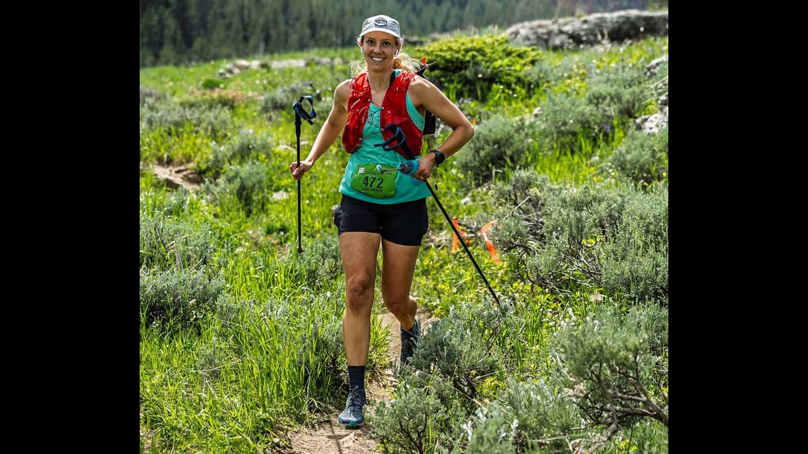 Anne Hinman navigates a stretch of mountain trail during the Bighorn Trail Run. Hinman has completed the race five times and says the steep climbs and long hours test runners physically and mentally.