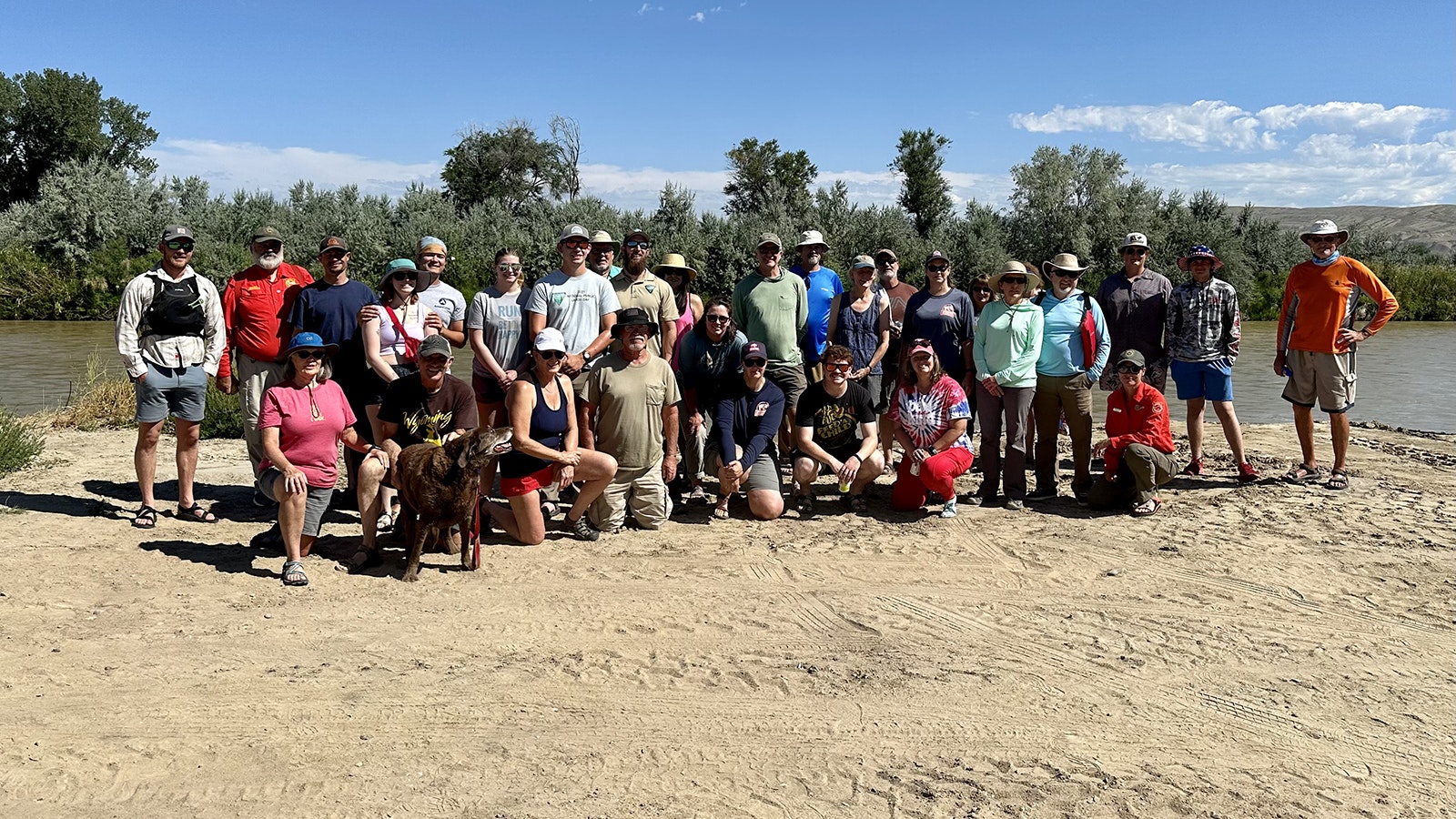 The participants in the Bighorn River Blueway Community Float before casting off from Basin. It takes between four and five hours to float the 11-mile expanse from Basin to Greybull.