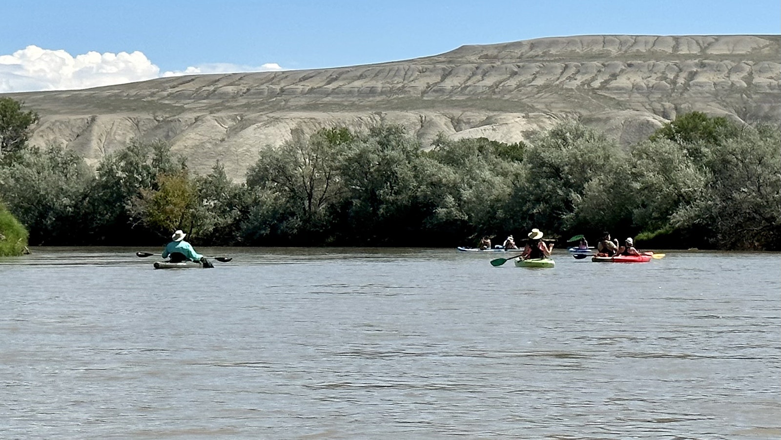 A view of the badlands from the Bighorn River. There aren't many boat ramps or campsites along the Bighorn River, which the Bighorn River Blueway would improve through new infrastructure at various points along the banks.