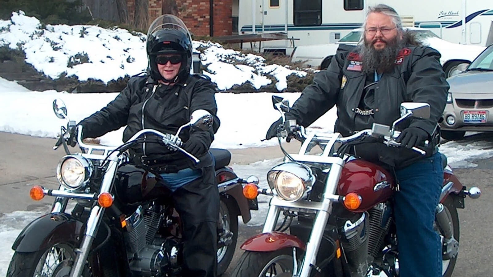 Don and Janet Ohlin on their Honda VTX motorcycles.