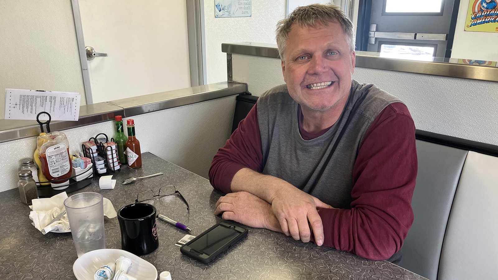 Trucking company owner Gerald Koble said he stops at the Penny’s Diner often  traveling on Highway 59 on his way to deliver fuel to drilling rigs and fracking operations.