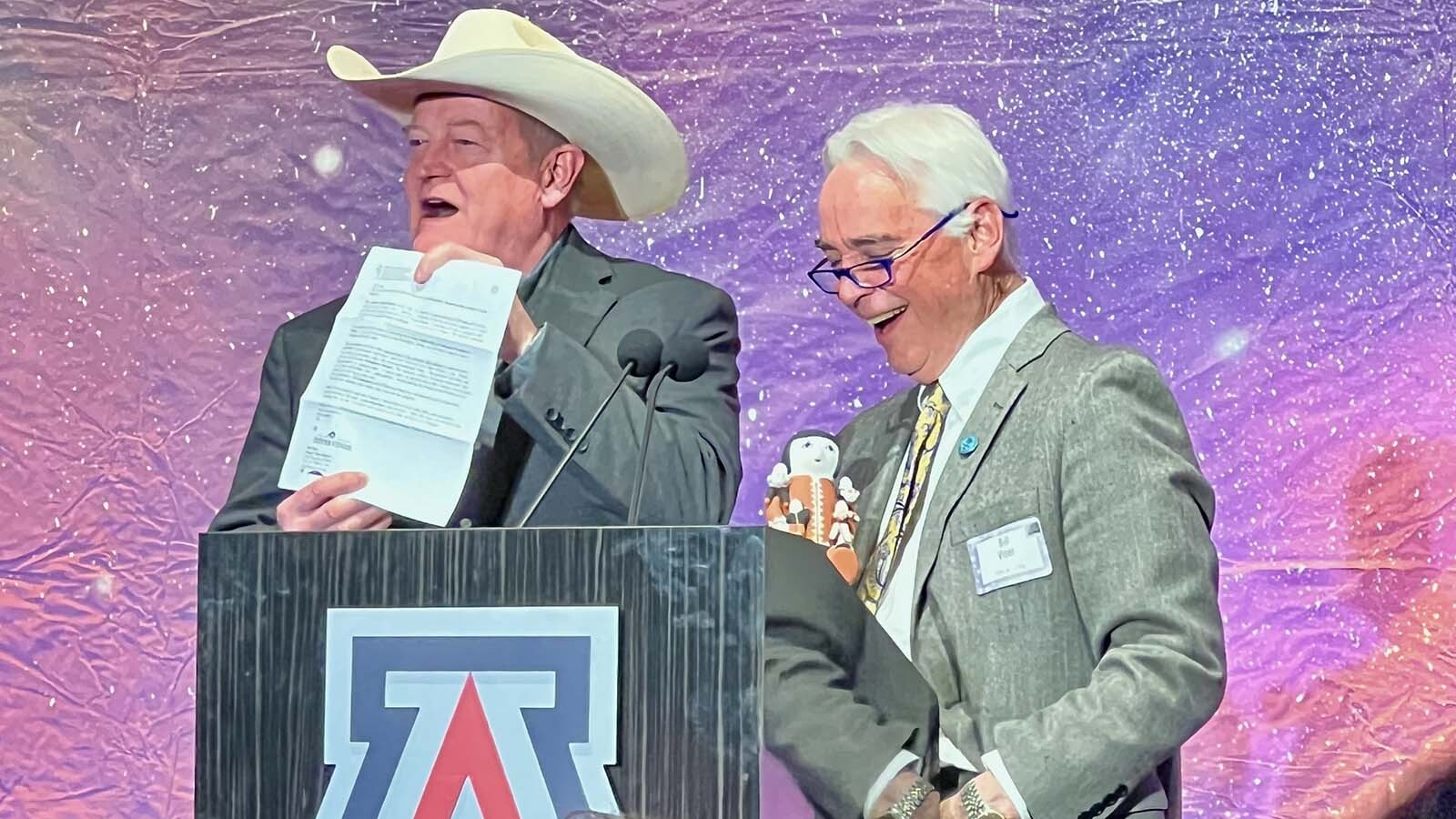 Craig Johnson reacts to being the 2025 recipient of the Tucson Festival of Books' Founders Award.