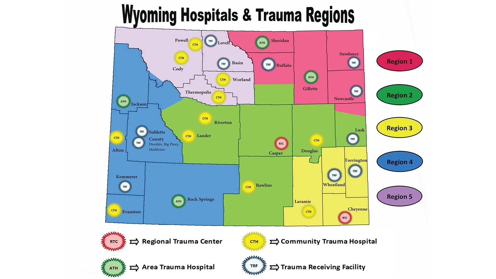 Wyoming's statewide trauma network is divided into five trauma regions that coordinate with each other so patients receive the best possible care. The state of Wyoming has designated its own trauma centers, but only one hospital — Banner Wyoming Medical Center in Casper — is verified by the American College of Surgeons.