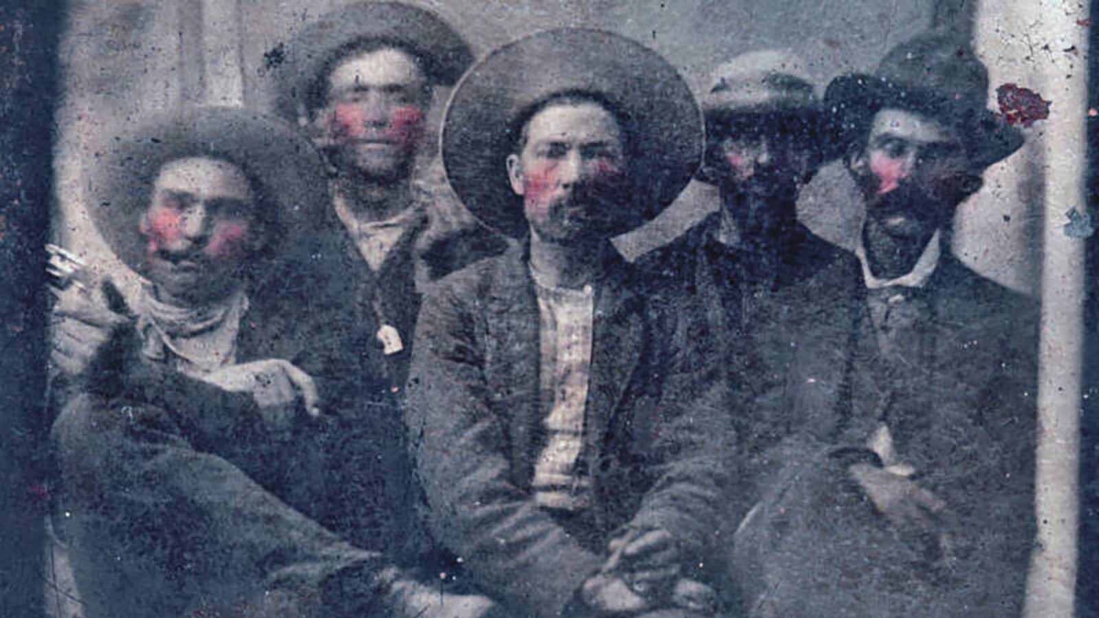 Frank Abrams discovered this photo of five men at a flea market and years later claimed that not only did it feature Billy the Kid, but also Pat Garrett, the lawman who is believed to have shot Billy, Garrett’s deputy Barney Mason, and another outlaw known as “Dirty Dave.”