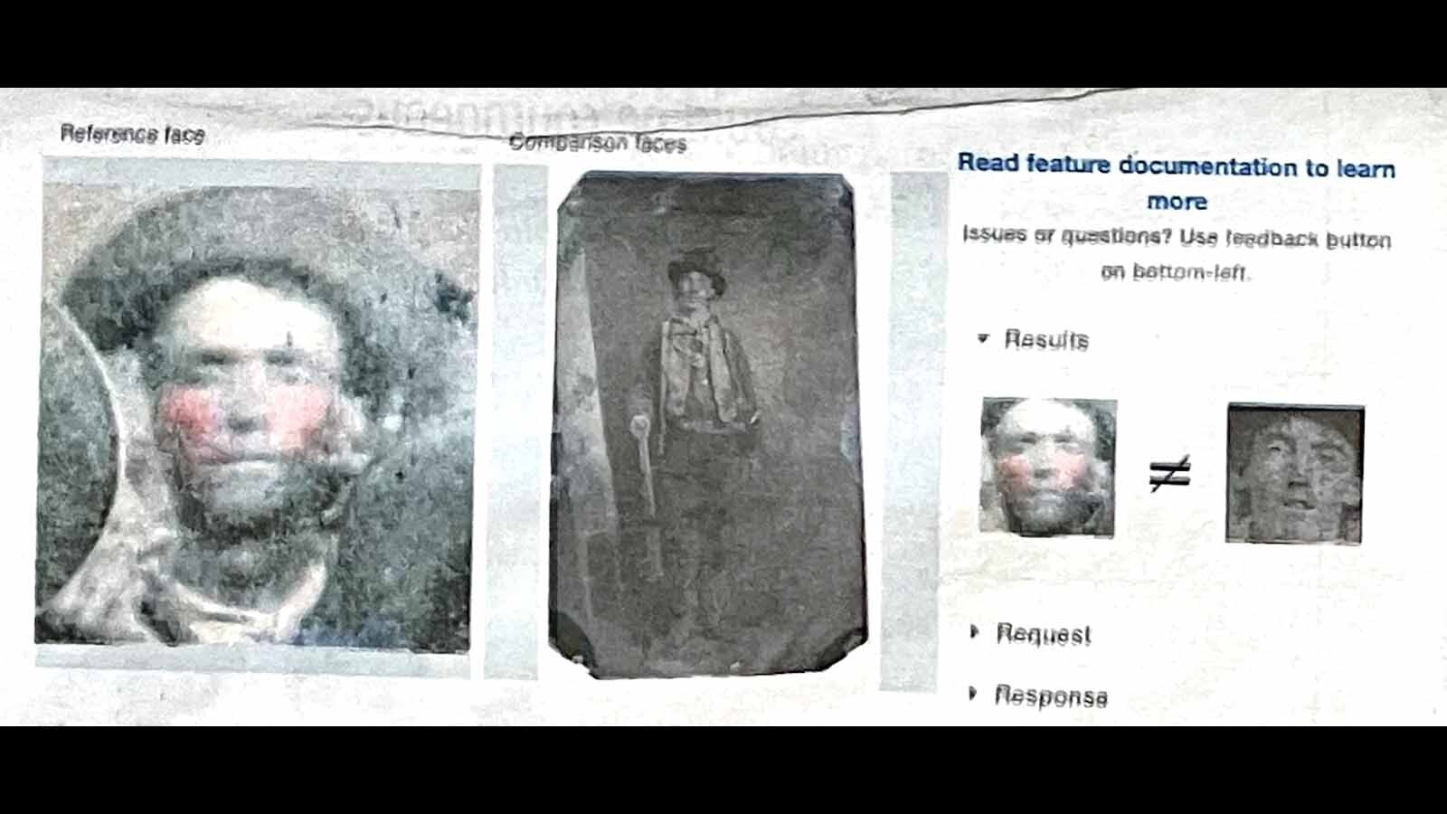 Corey Recko compared Frank Abrams' “Billy” with the only authenticated photo of the outlaw and said that the facial recognition program did not give a high match to the photos.