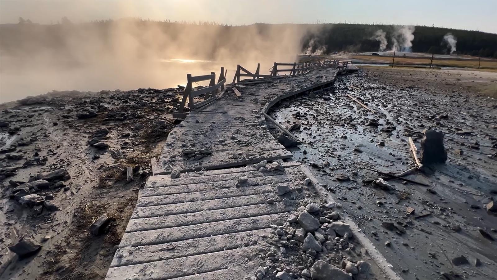A dramatic video of the aftermath of the Black Diamond Pool explosion July 23 resembles a war zone. The event also is an opportunity for research, and the park has put out a call for help in studying what happened.