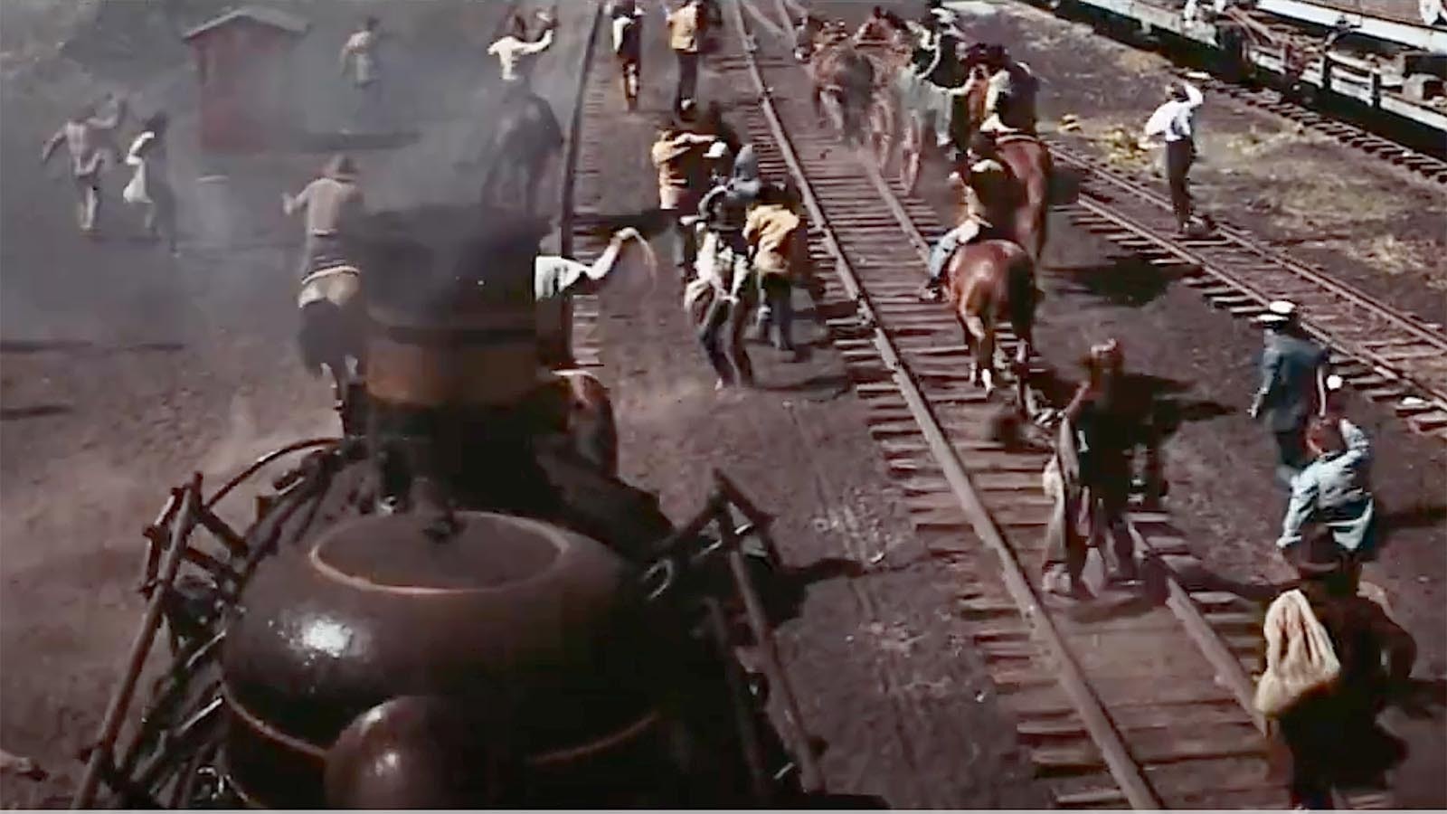 Scene from the 1975 movie "Bite the Bullet," based on the 1908 534-mile endurance horse race between Evanston, Wyoming, and Denver.