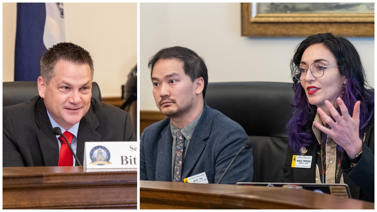 State Sen. Bo Bitemen, left, and Reps. Mike Yin and Karlee Provenza.