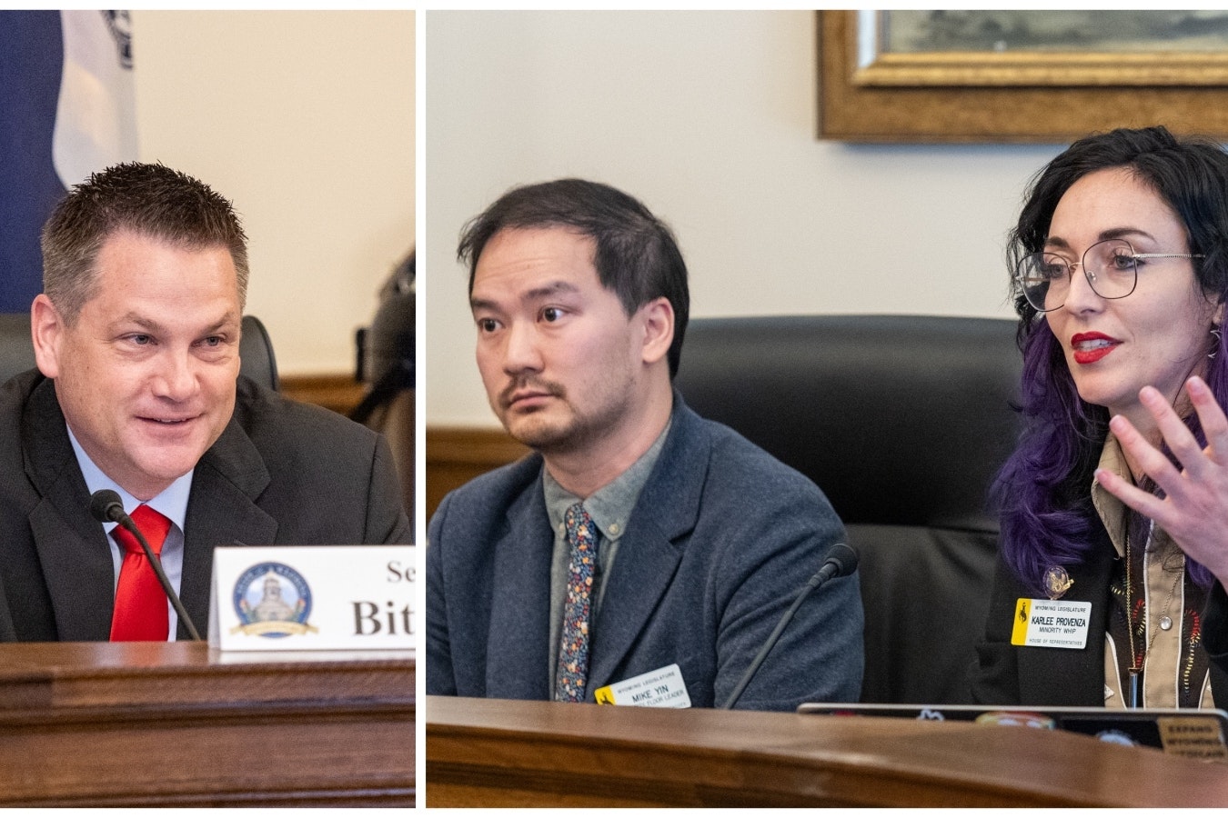 State Sen. Bo Bitemen, left, and Reps. Mike Yin and Karlee Provenza.