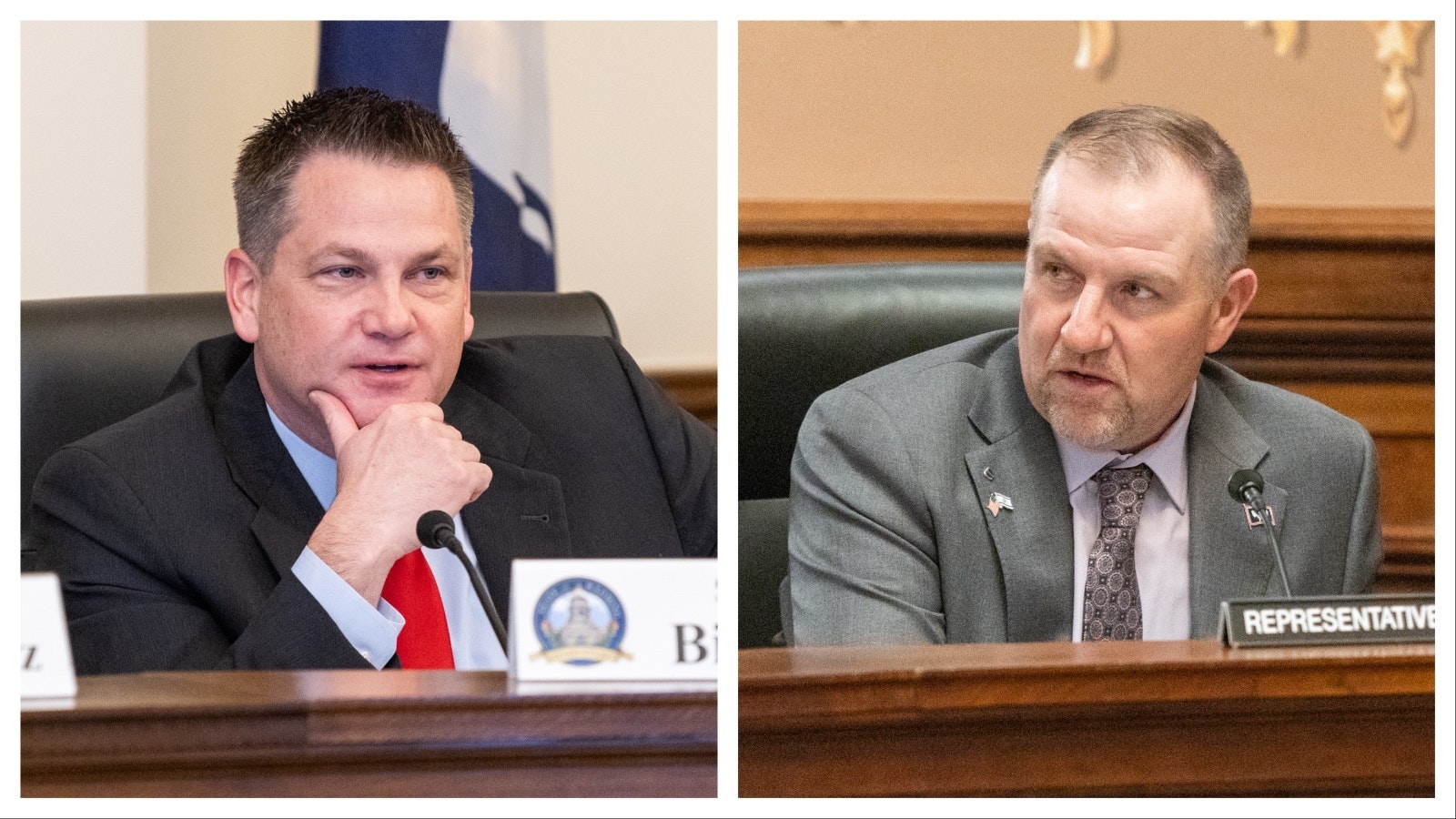 Left, state Sen. Bo Biteman, R-Sheridan County, has been nominated by the Senate Republican Caucus for Senate president for the 2025 session. Right, state Rep. Chip Neiman, R-Hulett, has been nominated for House speaker for the 2025 session.