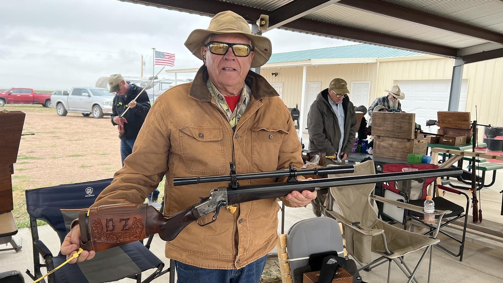 Dan Zimmerman of Oklahoma City built his own historically authentic 1876 Remington Hepburn rifle, which he shot Thursday at the Smithmoor BPCR Range near Carpenter.