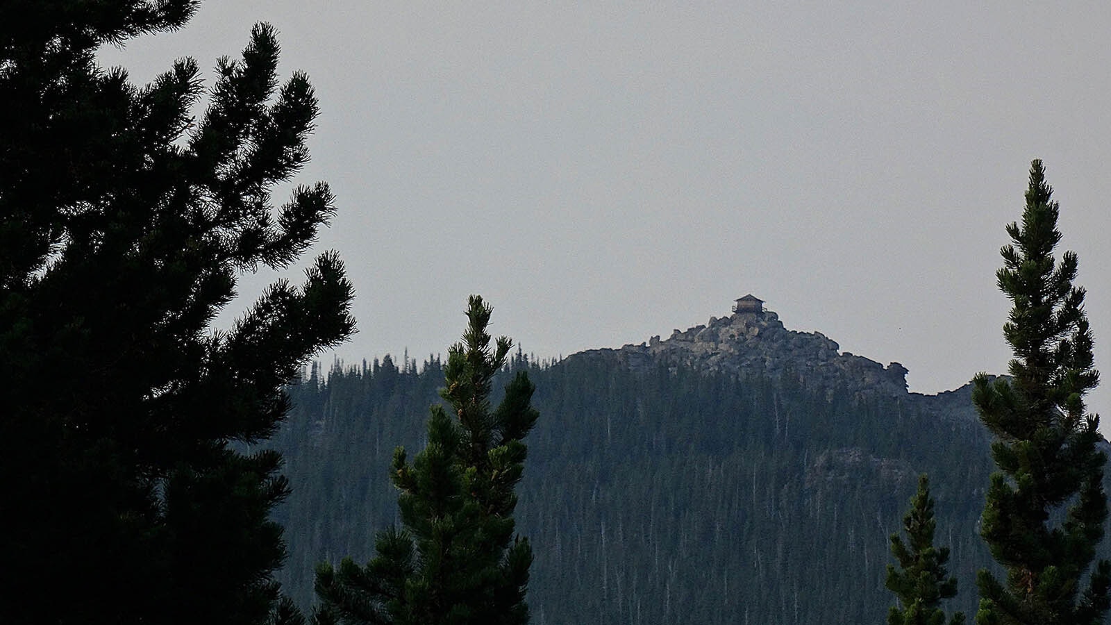 Black Mountain Lookout, at 9,400 feet elevation one of the highest points in the Bighorn Range. The lookout itself has been shuttered for decades, and now the deck also is closed for repairs.