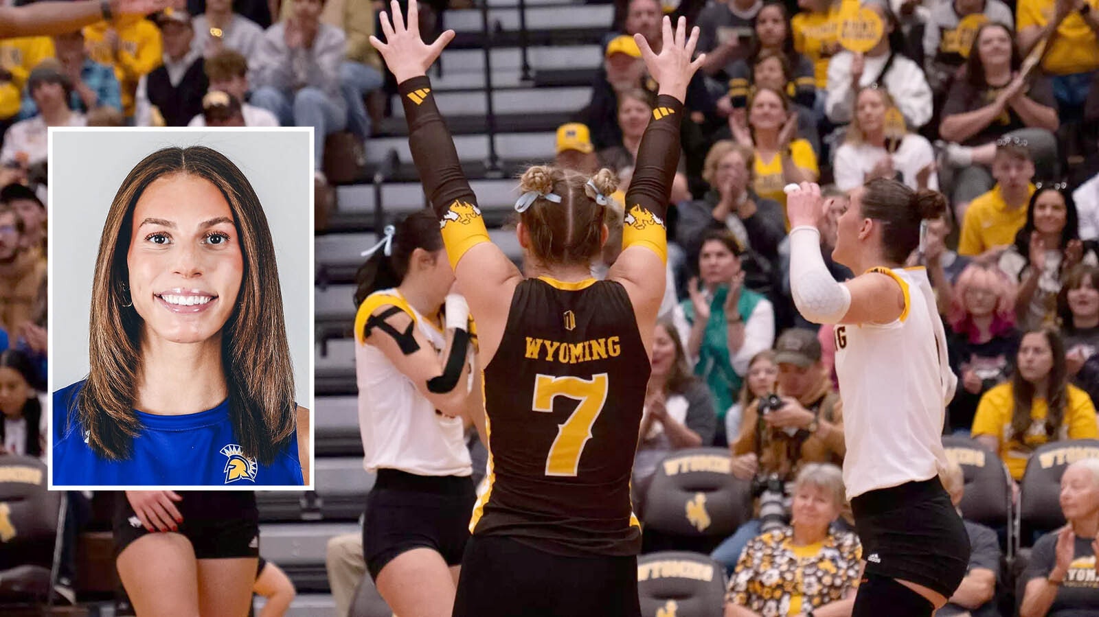 Three members of the University of Wyoming volleyball team are among a dozen plaintiffs suing the Mountain West Conference and its commissioner over a transgender player on the San Jose State University volleyball team.