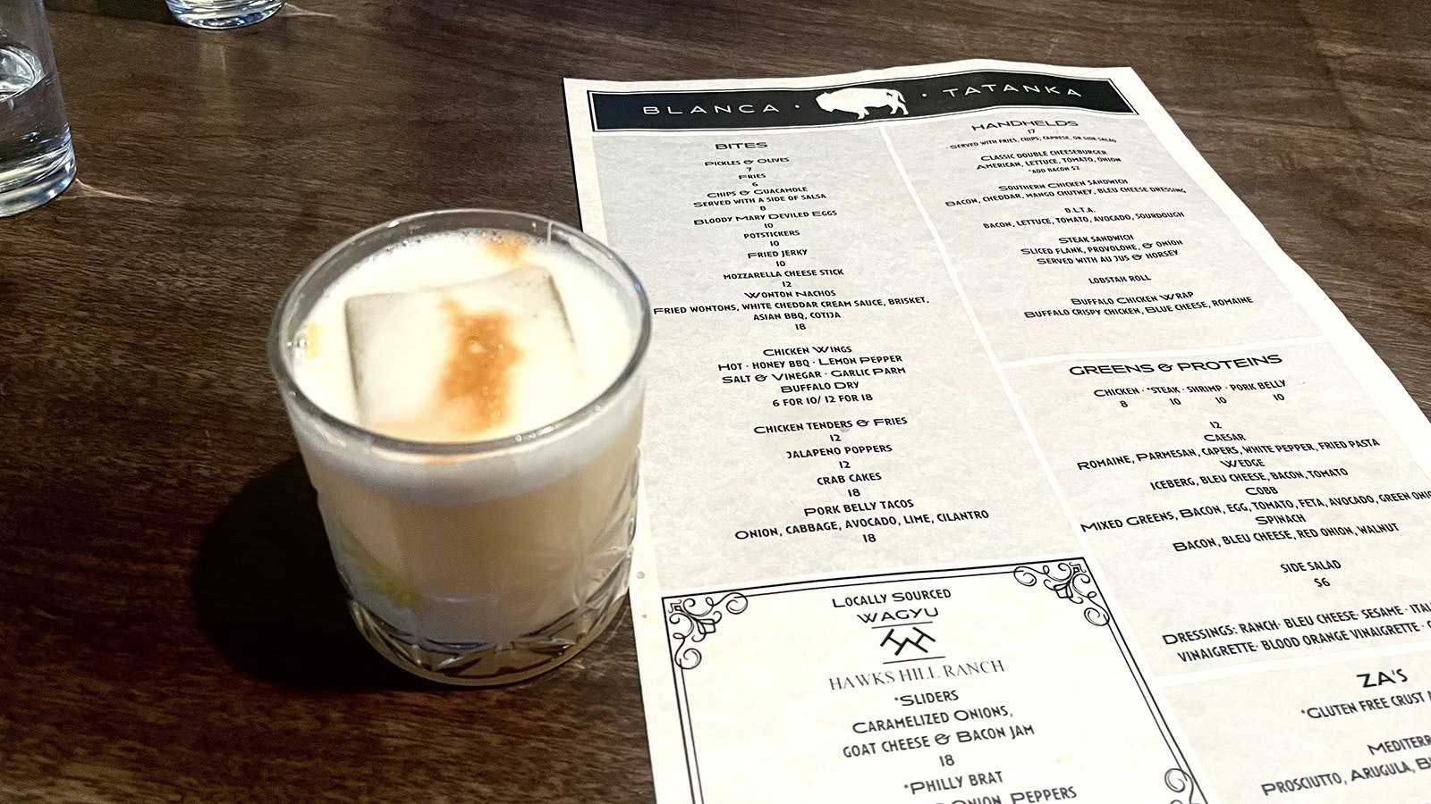 Tatanka's Whiskey Sour uses an egg white, giving the drink a cool refreshing flavor on a hot summer night.