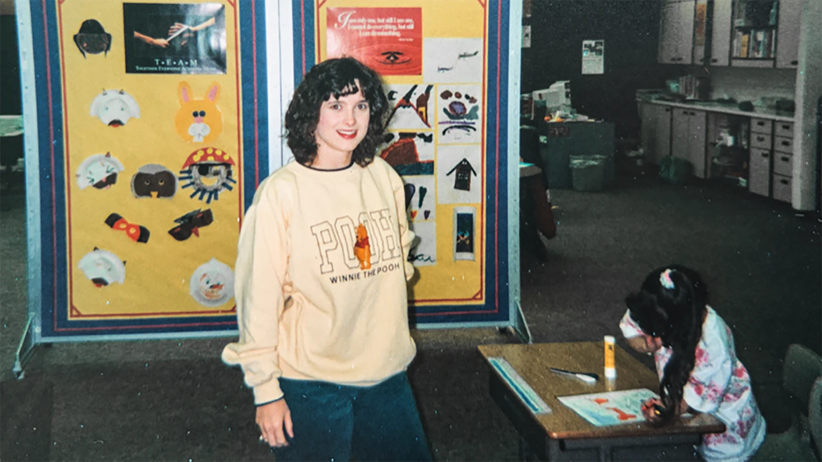 Melissa Cook, 29, teaching elementary school at Nelson Lagoon, Alaska, in 1996.