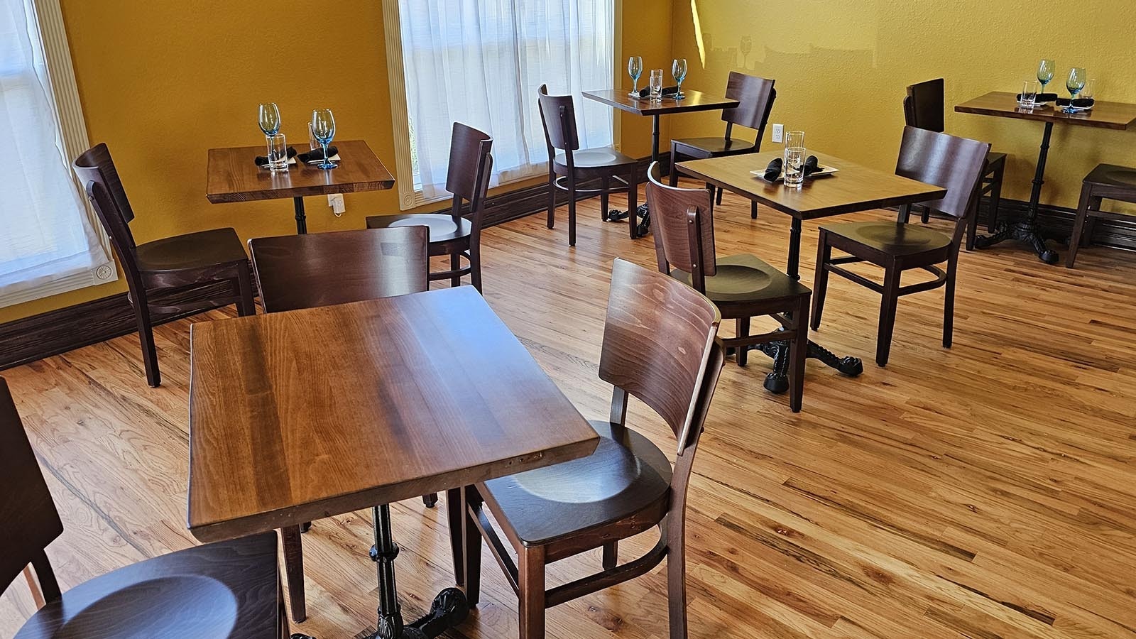 Tables await guests at the Blue Stem Wine House.