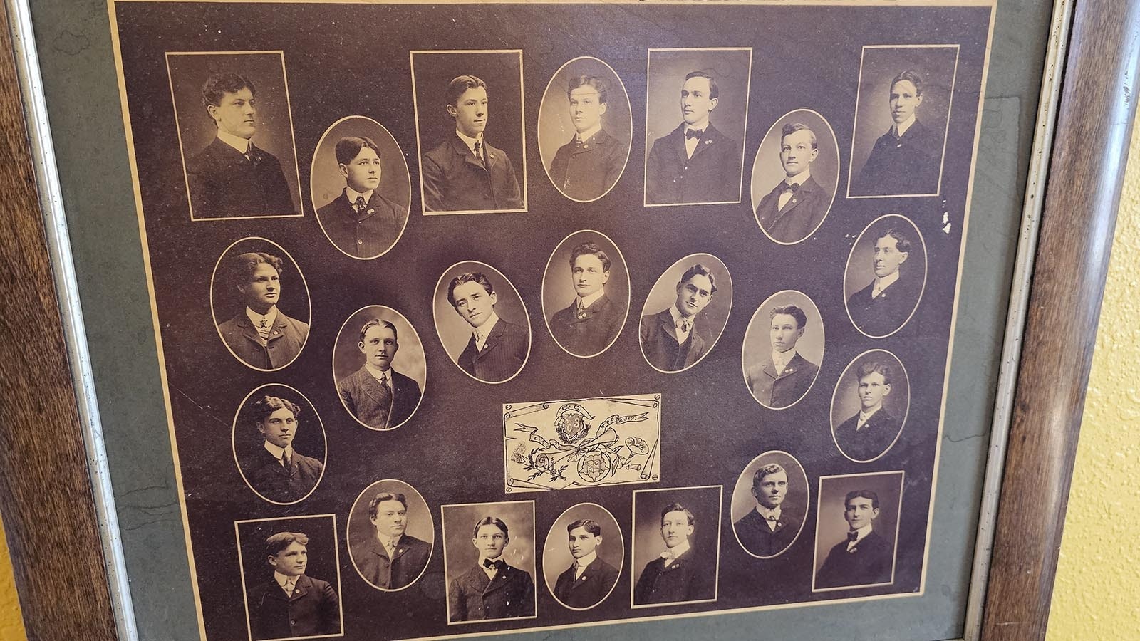 A 1903 graduation photo hanging up at the Blue Stem Wine House in Cheyenne.