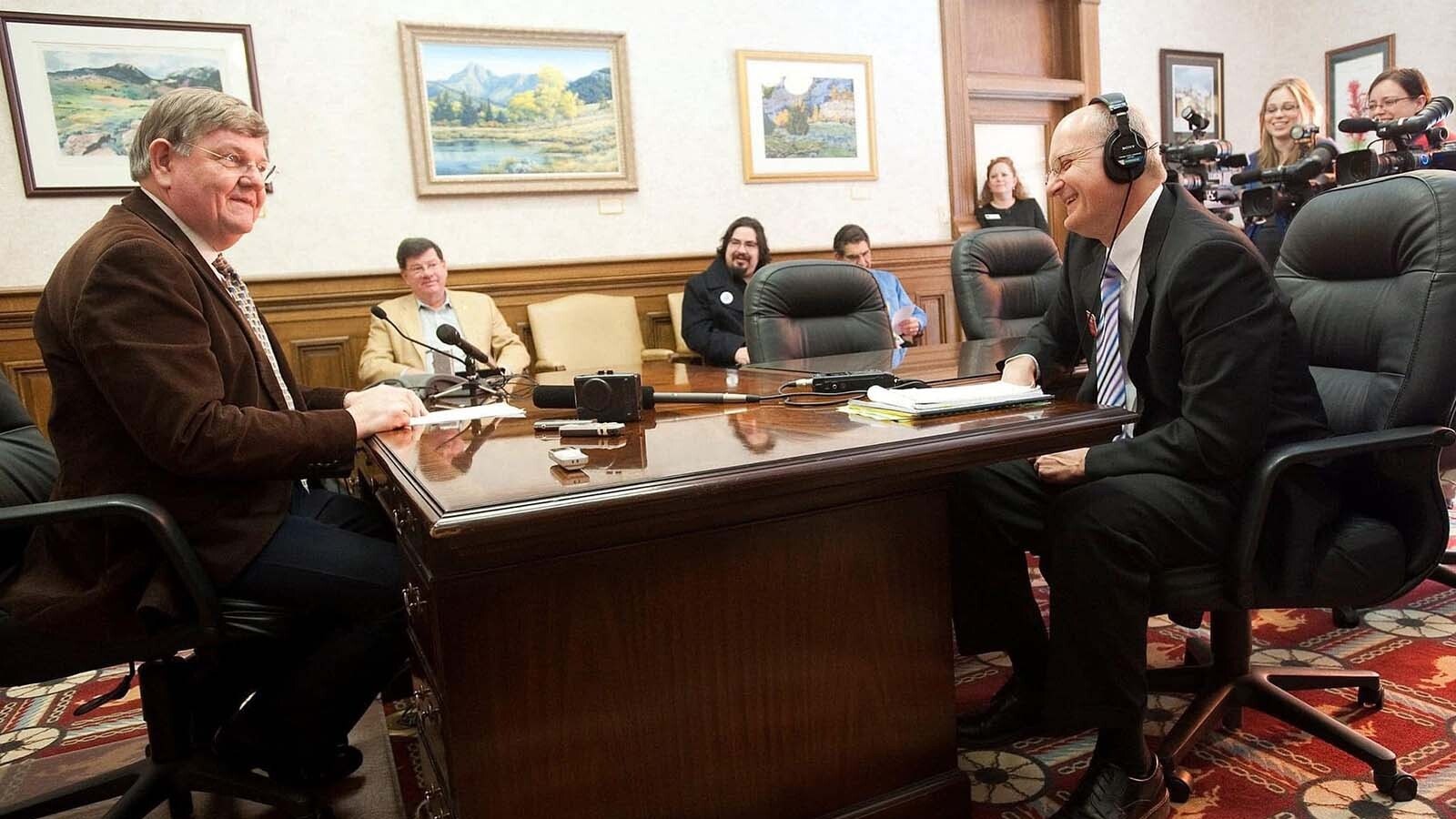 Bob Beck, right, shares a laugh with former Wyoming Gov. Dave Freudenthal.