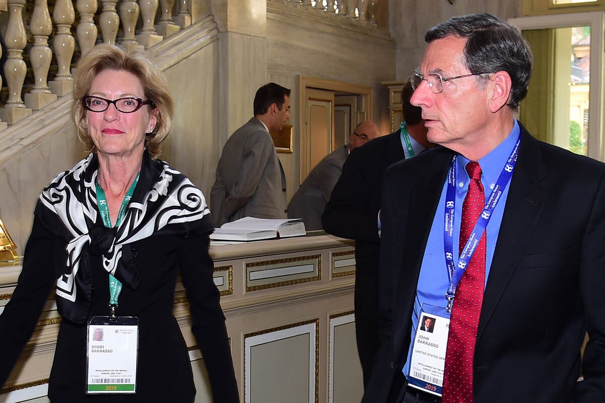 Bobbi Barrasso with husband Sen. John Barrasso at an economic forum in Italy in 2019.